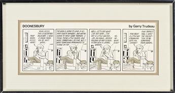GARRY TRUDEAU (1948-) Secretary Delacourt needs a trophy. Original daily Doonesbury cartoon.